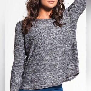 Alala Womens Space Dye Mesh Back Long Sleeve Athletic Top Grey Black Small